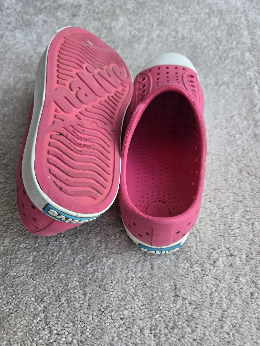 Native Kids Slip-On Sneakers in Bright Pink with White Toe Caps - Picture 4 of 6
